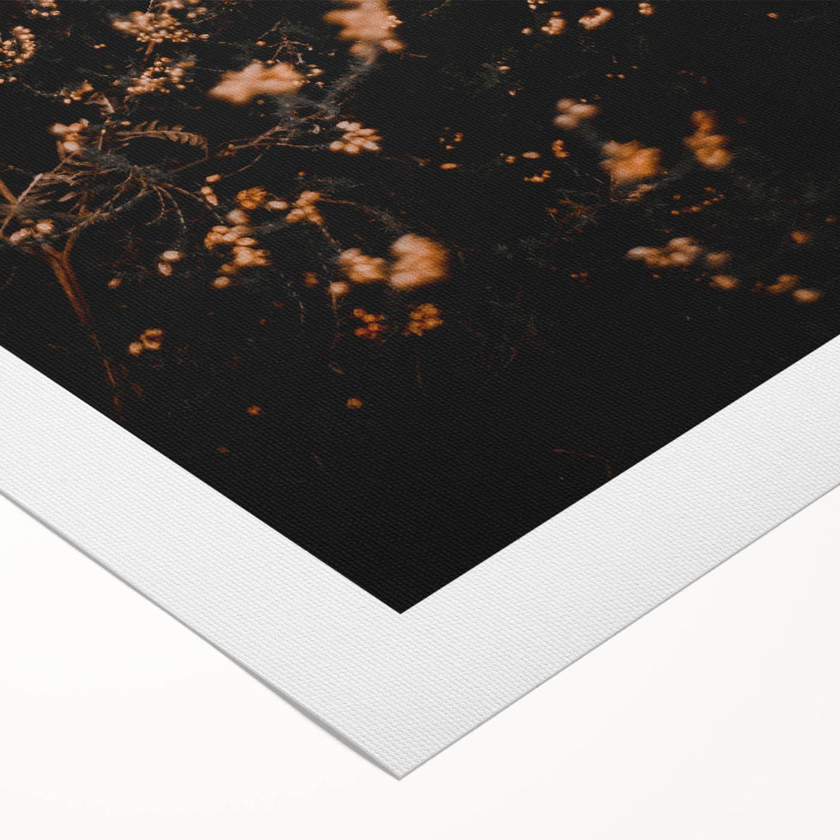 Art Deco poster featuring fall foliage in vibrant orange and red tones on a rolled canvas, suitable for dining room decor.