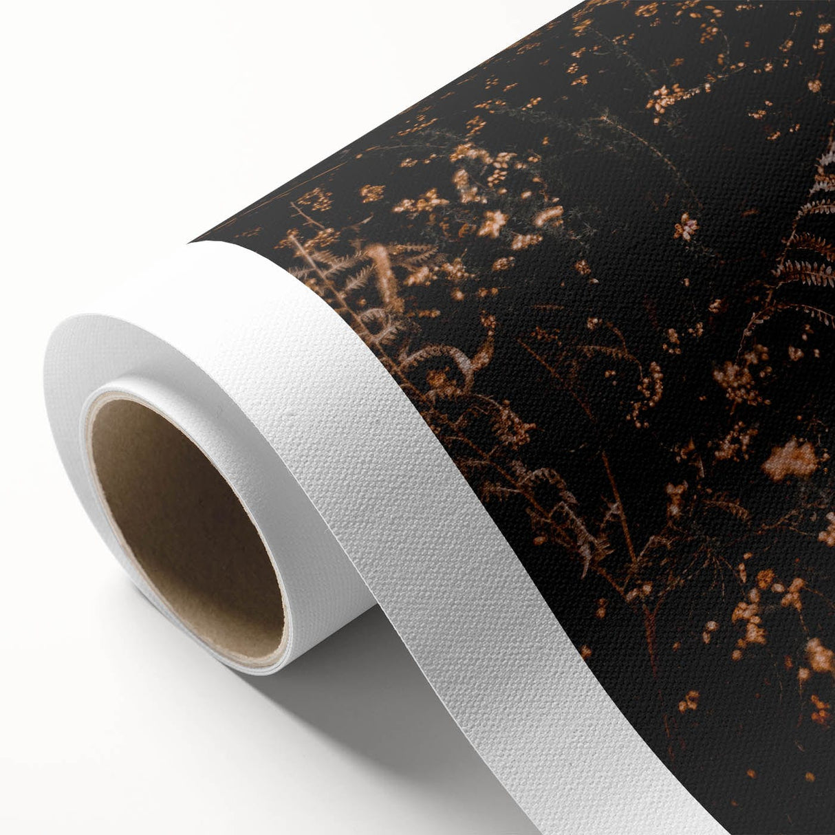 Art deco poster of a fall landscape in orange and brown tones on rolled canvas, ideal for nursery wall art.