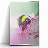 Mid-century modernist art featuring abstract spring motifs in pastel shades, framed in silver acrylic.