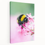 Abstract depiction of spring with vivid green and pink hues on a large stretched canvas, suitable for kitchen wall art.