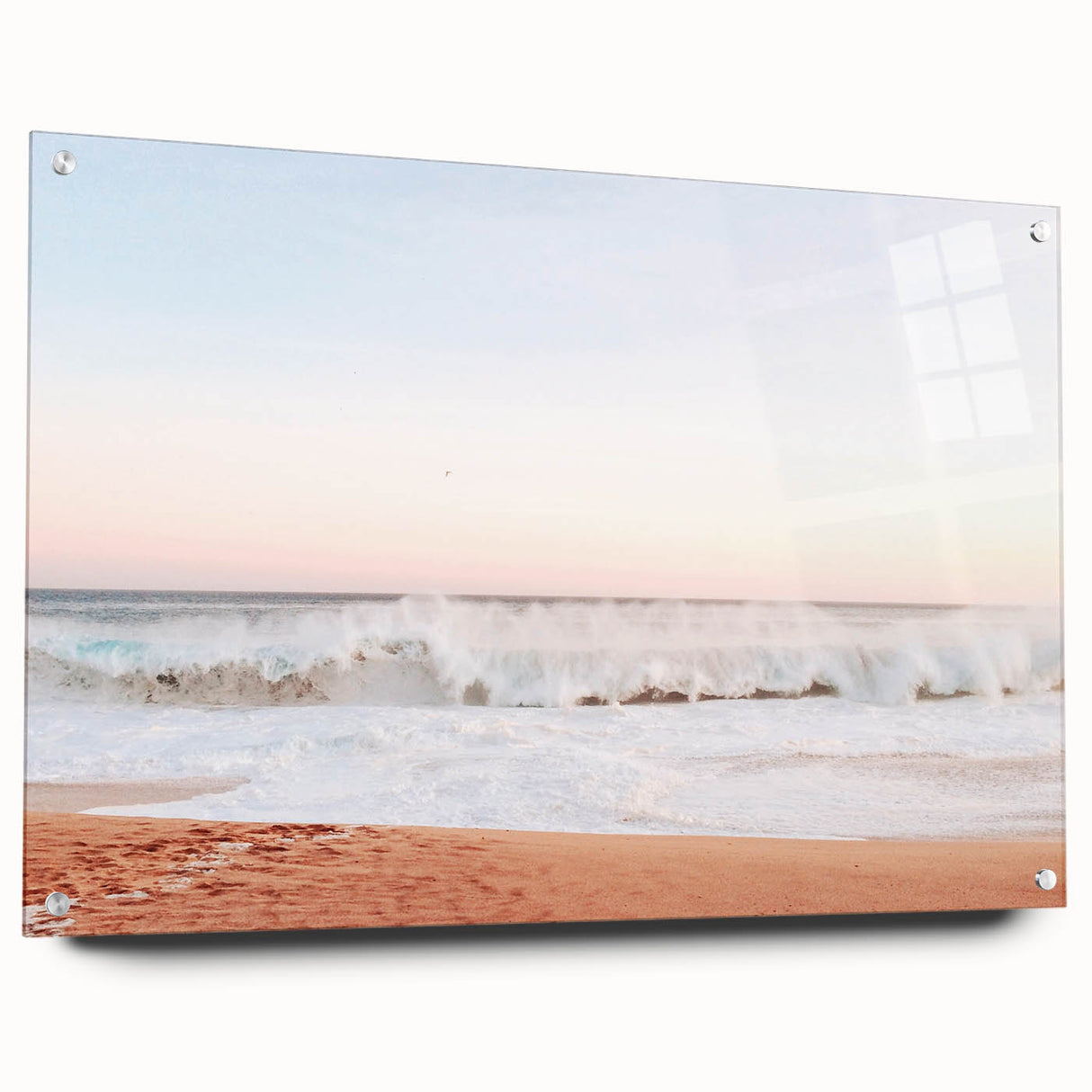 Large abstract wall art on acrylic glass depicting summer season themes in vibrant colors.