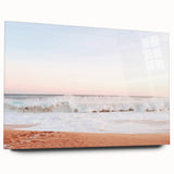 Large abstract wall art on acrylic glass depicting vibrant summer colors, ideal for bedroom or dining room decor.