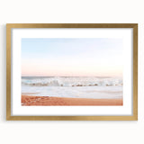 Extra large abstract art print with textured design in warm gold and orange tones on a framed canvas.