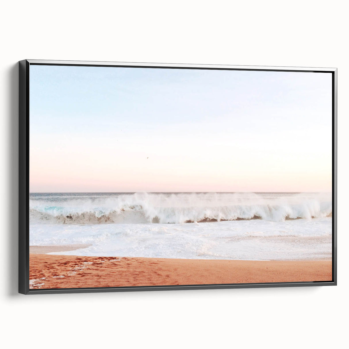 Black and white vintage poster art of a summer landscape on framed canvas, suitable for bedroom decor.