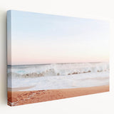 Large canvas print of a summer-themed abstract design in vibrant orange and yellow tones, suitable for kitchen wall art.