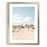 Textured abstract art print in neutral tones on a framed canvas, suitable for bedroom decor.