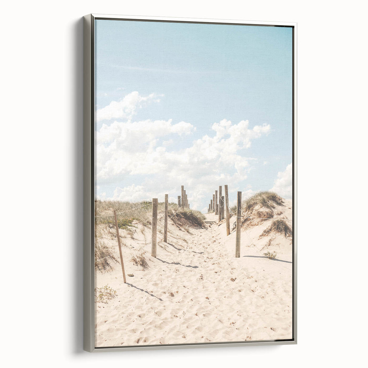 Landscape art painting featuring a colorful summer scene on a silver-framed canvas, ideal for living room decor.