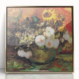 Acrylic print of Van Gogh's artwork in gold frame, featuring art deco style, suitable for nursery wall art.