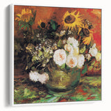 Vintage poster art of Van Gogh's painting on a white framed canvas, with vibrant colors, ideal for living room decor.