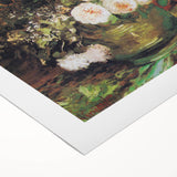 Art deco poster featuring a stylized cityscape in muted gold and navy tones on a rolled canvas.