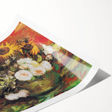 Extra large rolled canvas print featuring line art flowers in muted earth tones, ideal for large living room wall art.