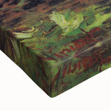 Close-up of a large art canvas featuring a black and white landscape painting, ideal for bedroom wall decor.