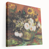 Reproduction of Van Gogh's painting on a large stretched canvas, featuring vibrant blue and yellow swirls.