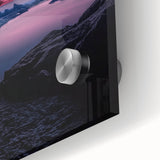 Close-up of a vibrant acrylic and glass artwork depicting intricate cave landscapes, featuring rich colors and textures that evoke a sense of depth and nature.