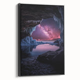 Framed black canvas showcasing a stunning cave landscape design, ideal for home decor. The artwork features intricate details and vibrant colors, perfect for enhancing any living space.