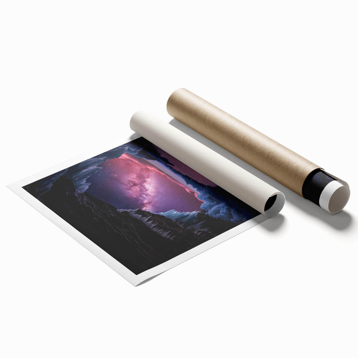 Stunning rolled print of a vibrant landscape featuring intricate cave formations, showcasing rich colors and textures, ideal for home decor enthusiasts.