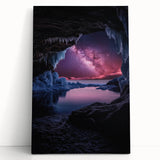 Stretched canvas artwork depicting a serene cave landscape, featuring earthy tones and intricate details, ideal for enhancing modern home decor.