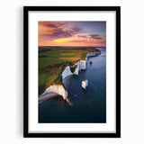 Black-framed landscape artwork depicting dramatic cliffs with vibrant colors and intricate details, showcasing the beauty of nature. Perfect for home décor.