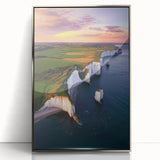 Framed acrylic artwork showcasing a stunning cliff landscape with vibrant colors and intricate details, designed to enhance modern interior decor.