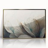 Elegant Floral Living Room Wall Art – Teal & Gold Canvas Print