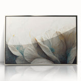 Elegant Floral Living Room Wall Art – Teal & Gold Canvas Print