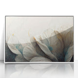 Elegant Floral Living Room Wall Art – Teal & Gold Canvas Print