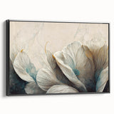 Elegant Floral Living Room Wall Art – Teal & Gold Canvas Print