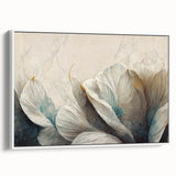 Elegant Floral Living Room Wall Art – Teal & Gold Canvas Print