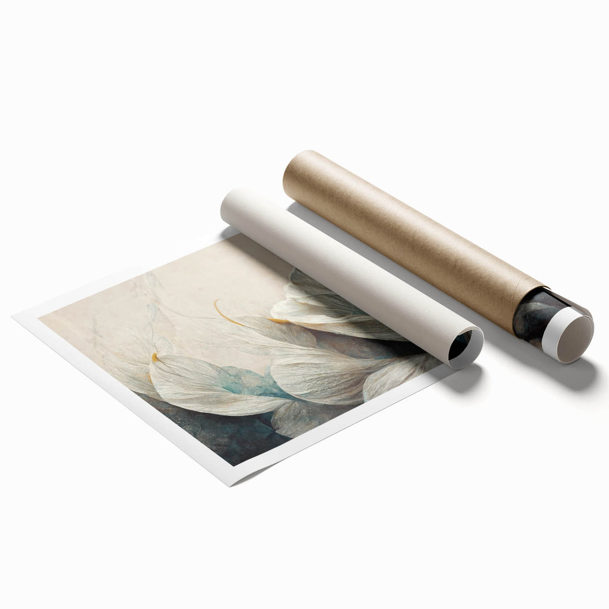 Elegant Floral Living Room Wall Art – Teal & Gold Canvas Print