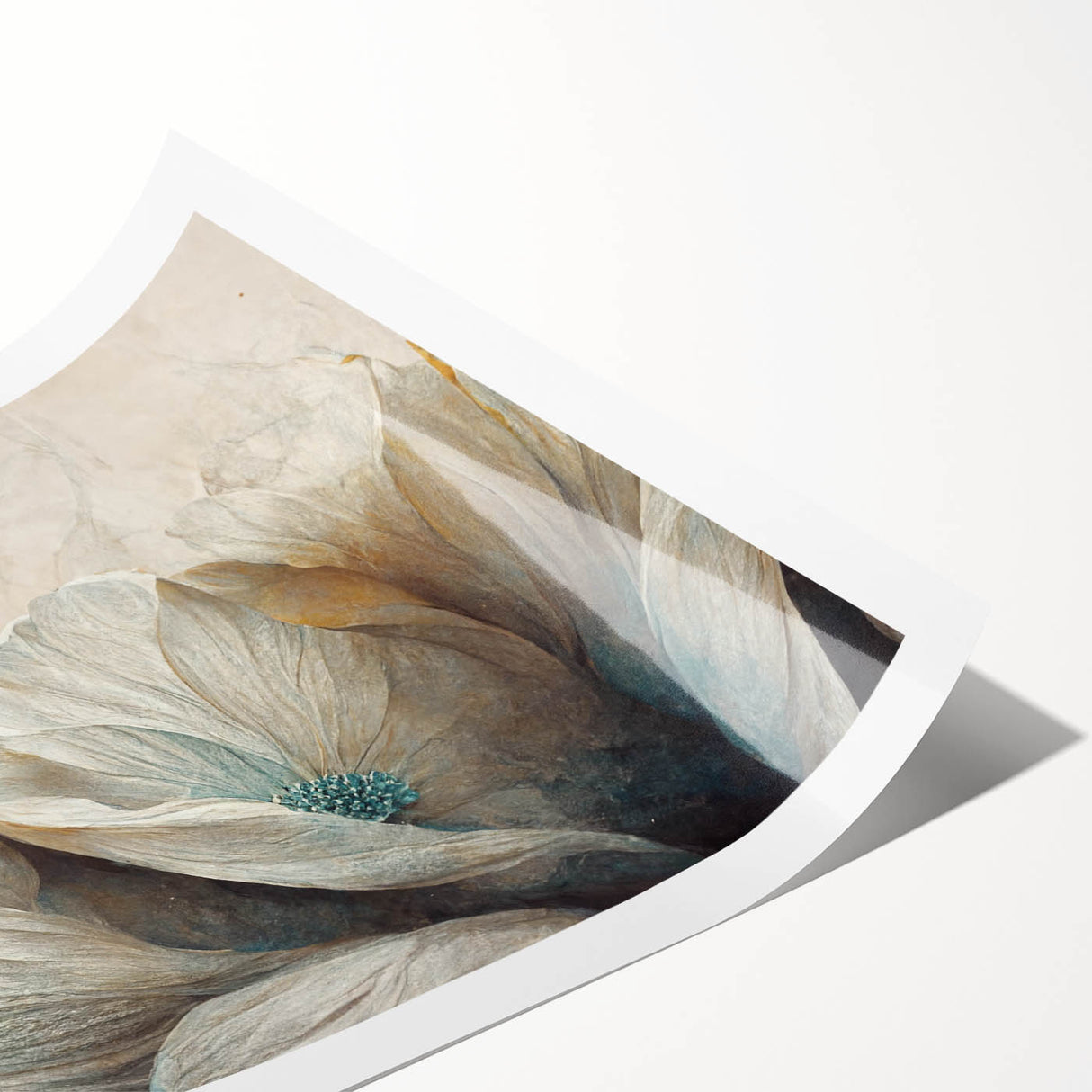 Elegant Floral Living Room Wall Art – Teal & Gold Canvas Print