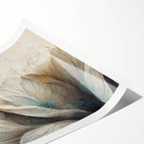 Elegant Floral Living Room Wall Art – Teal & Gold Canvas Print