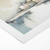 Abstract architectural wall art on rolled canvas, showcasing geometric shapes and vibrant colors, ideal for modern decor. Packaged securely in a cardboard tube for safe delivery.