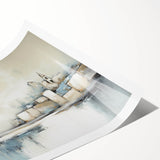 Abstract architecture wall art print showcasing geometric shapes and vibrant colors, rolled in a protective tube, perfect for modern home decor.