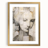 Abstract figurative wall art in a sleek gold frame with matting, showcasing a modern design that enhances contemporary decor, perfect for living spaces.