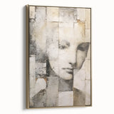 Framed abstract figurative wall art featuring gold accents against a textured canvas, showcasing a modern design perfect for home décor. Ideal for enhancing contemporary interiors.