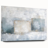 Abstract geometric design on acrylic glass, showcasing vibrant colors and sharp angles, mounted with pins for a striking side view display in modern decor.