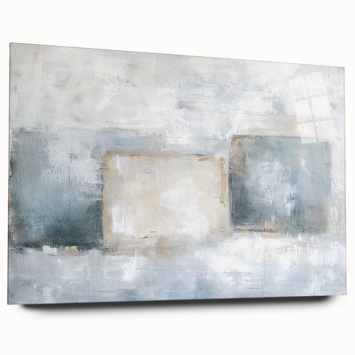Abstract geometric acrylic glass artwork showcasing vibrant colors and intricate shapes from a side view, perfect for modern decor. Ideal for contemporary art enthusiasts looking to enhance their space with striking designs.