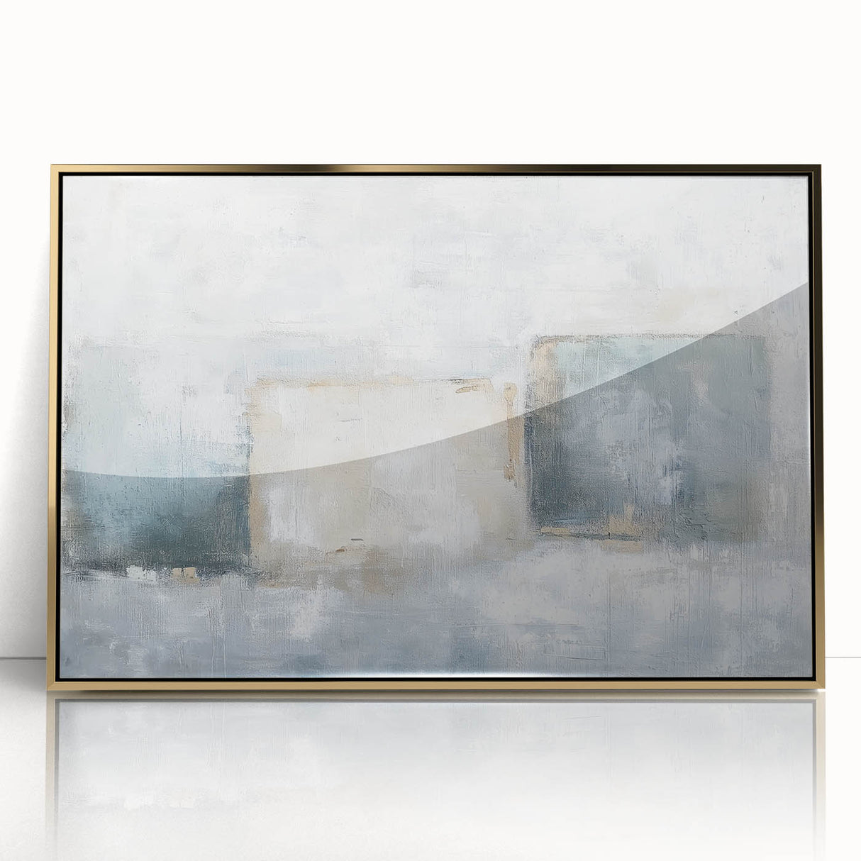 Framed abstract geometric acrylic artwork in gold tones, showcasing intricate shapes and lines, perfect for modern home decor. Ideal for adding elegance to any room.