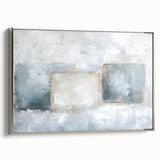 Abstract geometric framed canvas artwork showcasing intricate silver patterns with a modern aesthetic, ideal for contemporary home decor and interior design inspiration.