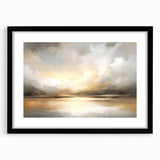 Abstract landscape wall art framed in black matting, showcasing vibrant colors and fluid shapes, perfect for modern home decor or office settings.
