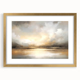 Abstract landscape wall art framed in gold with a mat, showcasing vibrant colors and fluid shapes, ideal for modern home decor and artistic expression.