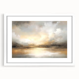 Abstract landscape wall art print framed with a white mat, showcasing vibrant colors and dynamic shapes, enhancing modern interior decor aesthetics.