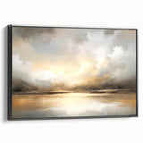 Framed black side view of an abstract landscape wall art piece, showcasing vibrant colors and intricate textures, perfect for modern home decor.
