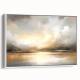 Framed abstract landscape wall art showcasing soft pastel colors, mounted with a white frame, designed to enhance modern interior decor with a serene aesthetic.