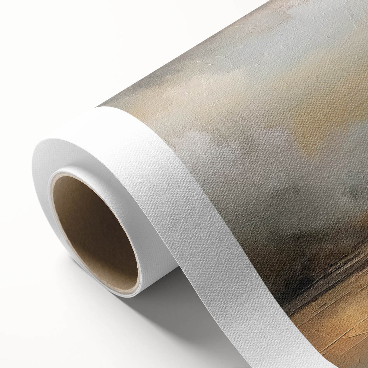 Abstract landscape wall art on rolled canvas, showcasing vibrant colors and fluid shapes, perfect for modern decor. Packaged securely in a durable tube for delivery.
