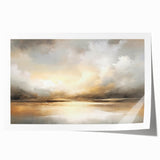 Abstract landscape wall art print showcasing serene blue and green hues, featuring layered mountain silhouettes and soft textures, rolled for easy display.