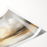 Abstract landscape wall art print featuring vibrant colors and fluid shapes, ideal for modern home decor. The artwork is elegantly rolled for easy display and shipping.