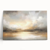 Abstract landscape wall art on stretched canvas, showcasing vibrant colors and dynamic brush strokes, leaning against a neutral wall, ideal for modern decor.