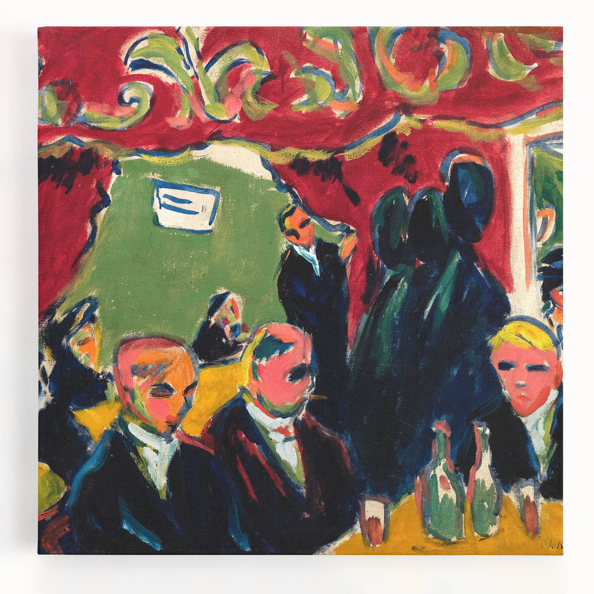 Expressionist Art: Tavern by Kirchner Vibrant Canvas Print