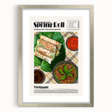 Textured art depicting abstract food dishes in silver frame with mat, using neutral and gray tones, suitable for bedroom art.